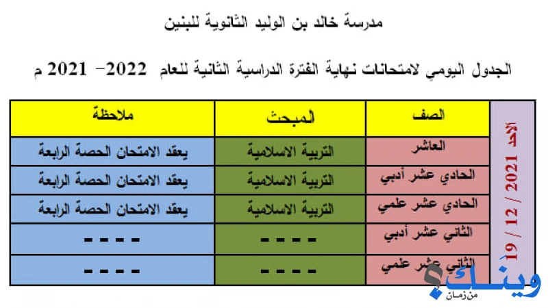 مدرسة خالد بن الوليد الثانوية للبنين ( أ )